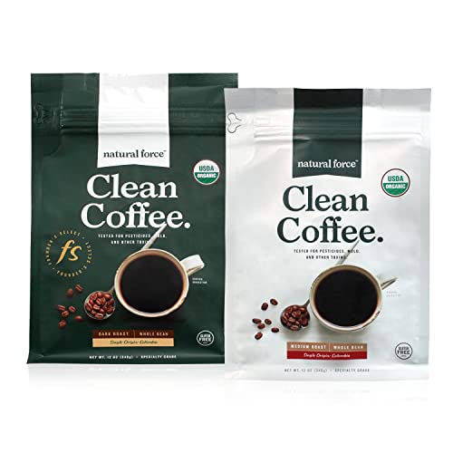 Natural Force Clean Coffee Dark y Medium Roast Pack 2 x 12 oz