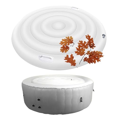 CDPTD Tapa de SPA Inflable Redonda de con válvula de inflado y desinflado rápida y fácil, Corte de Viento, Resistente a la Lluvia, Tapa aislada para SPA (Round 165cm with Handle)