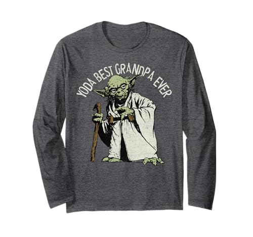 T-shirt Star Wars Yoda Best Grandpa à manches longues pour grand-père adoré