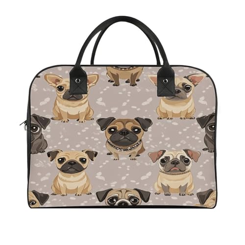 Bolso messenger ajustable grande con patrón de chihuahua y pug miniatura 3