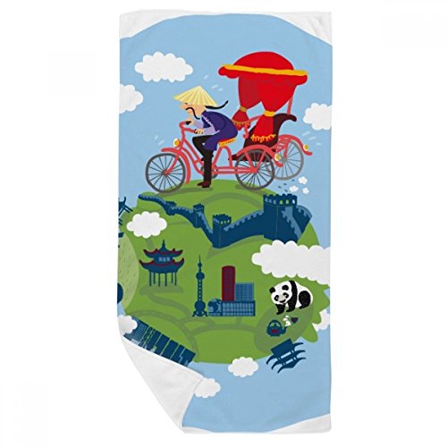 Serviette de bain 35x70cm Grande Muraille de Chine multicolore