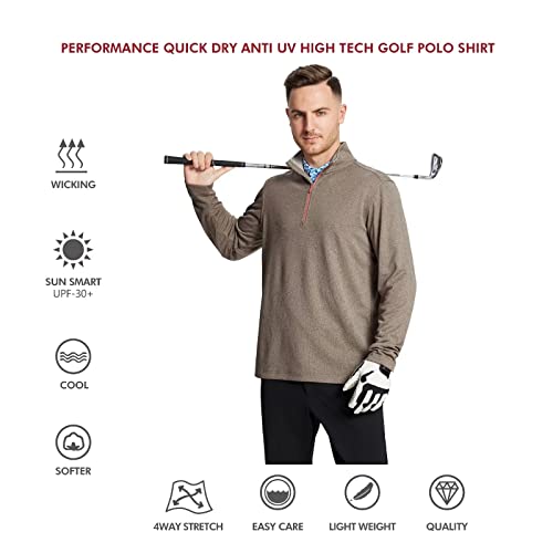 M MAELREG Pulôver masculino de golfe com zíper de 1/4 de manga comprida, gola redonda, 1/4 e zíper,