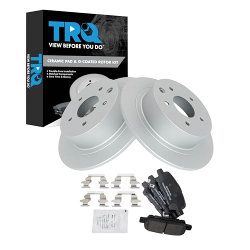 Image of TRQ Rear Brake Pad and Rotor Set Ceramic G Coated Rotors Compatible with 2002-2017 Nissan Altima 2004-2008 Maxima 2011-2017 Juke 2013-2017 Sentra