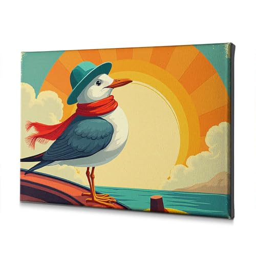 Toile mouette de salle de bain tableau de bateau couchage du soleil décoration murale 40x60