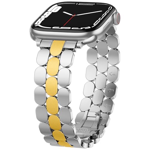 SNBLK Compatible with Apple Watch Bands for Women 40mm 41mm 42mm 38mm 44mm 45mm 46mm 49mm, Metal Stainless Steel Dressy Strap for iWatch Bands Series 11 10 9 8 7 6 5 4 3 2 1 SE Ultra Silver