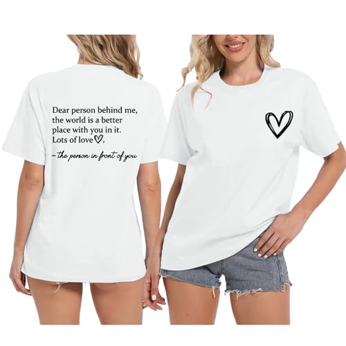 Générique Women Casual Tops Fashion Short Sleeve Round Neck T Shirt Print Loose T Shirts Top Tunic Woman Plus Size, white, XL