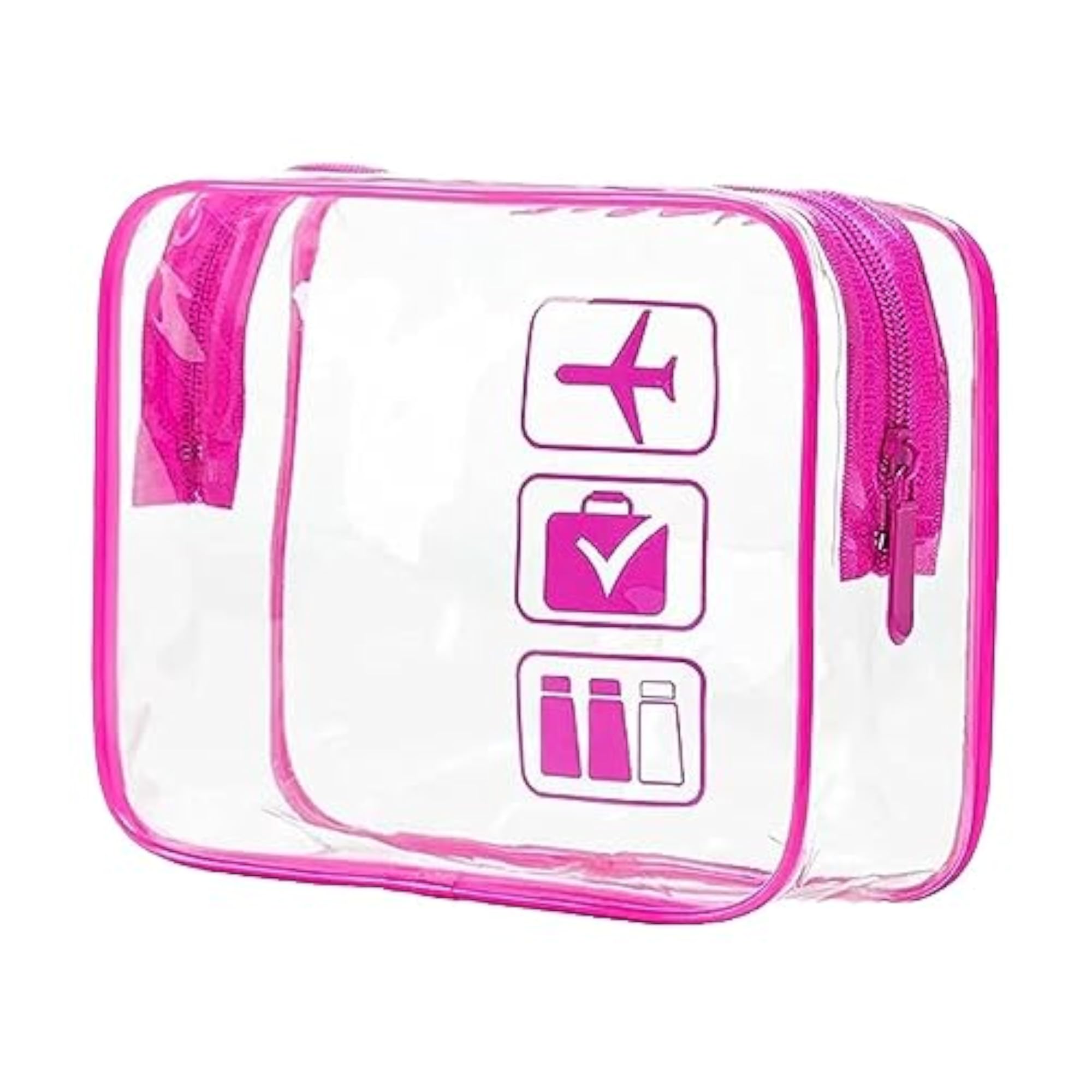 Clear Makeup Bag for Essentials, Rose Red