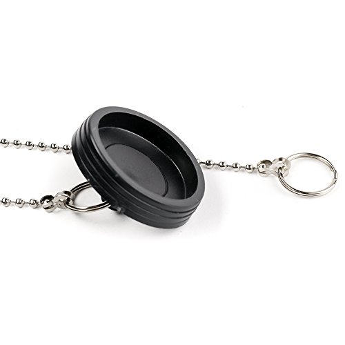 Tapón para desagüe de lavabo 1.75 pulg con cadena de caucho negro miniatura 2