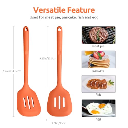 Image of U-Taste Silicone Turner Slotted Spatula, 13.6 inch Long /3.7 inch Wide, Orange