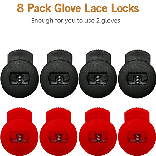 Aliball Glove Locks Baseball, Glove Lace Locks 8 Pack, Never Need Thying Knots Again, Fits All Baseball And Softball Gloves (Black-Red) #TOP3