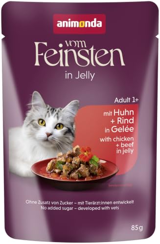 animonda Vom Feinsten Adult Raffinesse Katzenfutter in Gelee mit Huhn und Rind (24 x 85 g), Nassfutter mit Taurin und Vitamin D3… – Ansicht 1