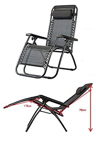 Chaise pliante inclinable de jardin rouge textoline pour relaxation - 3