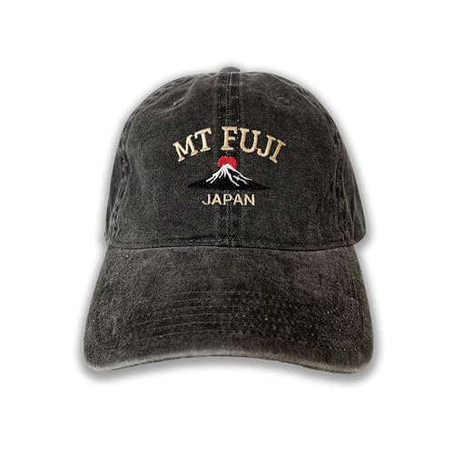 USmania Mt Fuji Japan Embroidered Cap hat Baseball Trip Mountain hat (US, Alpha, One Size, Black)