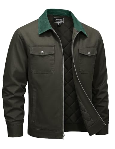 Image of Cotrasen Men's Washed Cotton Work Jacket Quilted Lined Workwear Jackets