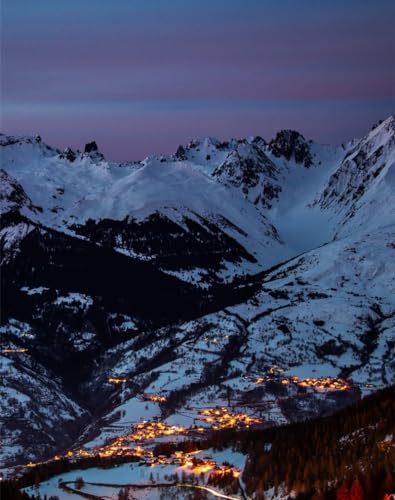 THISIT DIY pintura al óleo para Adultos y Niños DIY Pintura acrílica,Montañas,árboles,antena,vista-16x20 Inch con marco de madera