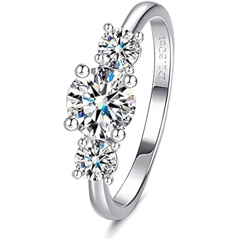 GEMQUEEN Moissanite Engagement Ring 1.60ct Brilliant Round Cut D Color VVS1 Clarity Eternity Rings 18K White Gold Plated Hypoallergenic Sterling Silver Moissanite Wedding Rings for Women Cover