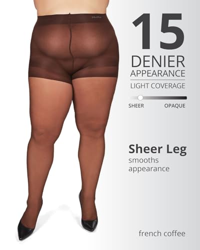 Image of MeMoi Plus Size Curvy Control Top Pantyhose for Women, Comfortable Sheer Pantyhose, Lightweight Womens Stockings, Sizes 1X-QP