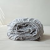 King Linens 100% Linen Solid Color Simple Fitted Sheet Twin Full Queen King