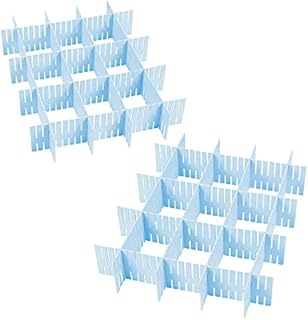 Drawer Dividers, 16 Pieces Adjustable Drawer Organizer, for Storing Clothes, Cosmetics, Office Supplies, Blue