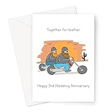 Together for Leather Carte de vœux pour 3ème anniversaire de mariage | Mettez un sourire sur le visage de votre conjoint sur votre 3ème année de mariage avec cette carte amusante en cuir.