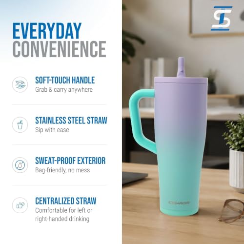 Image of Ice Shaker 40 oz Tumbler with Handle and Straw | 40oz Matte Mermaid| Cold for 30+ Hours | 2-in-1 Tumbler Shaker Bottle | Odor-Free 40 ounce Bottle for Water, Protein Shakes, Smoothies, Cocktails