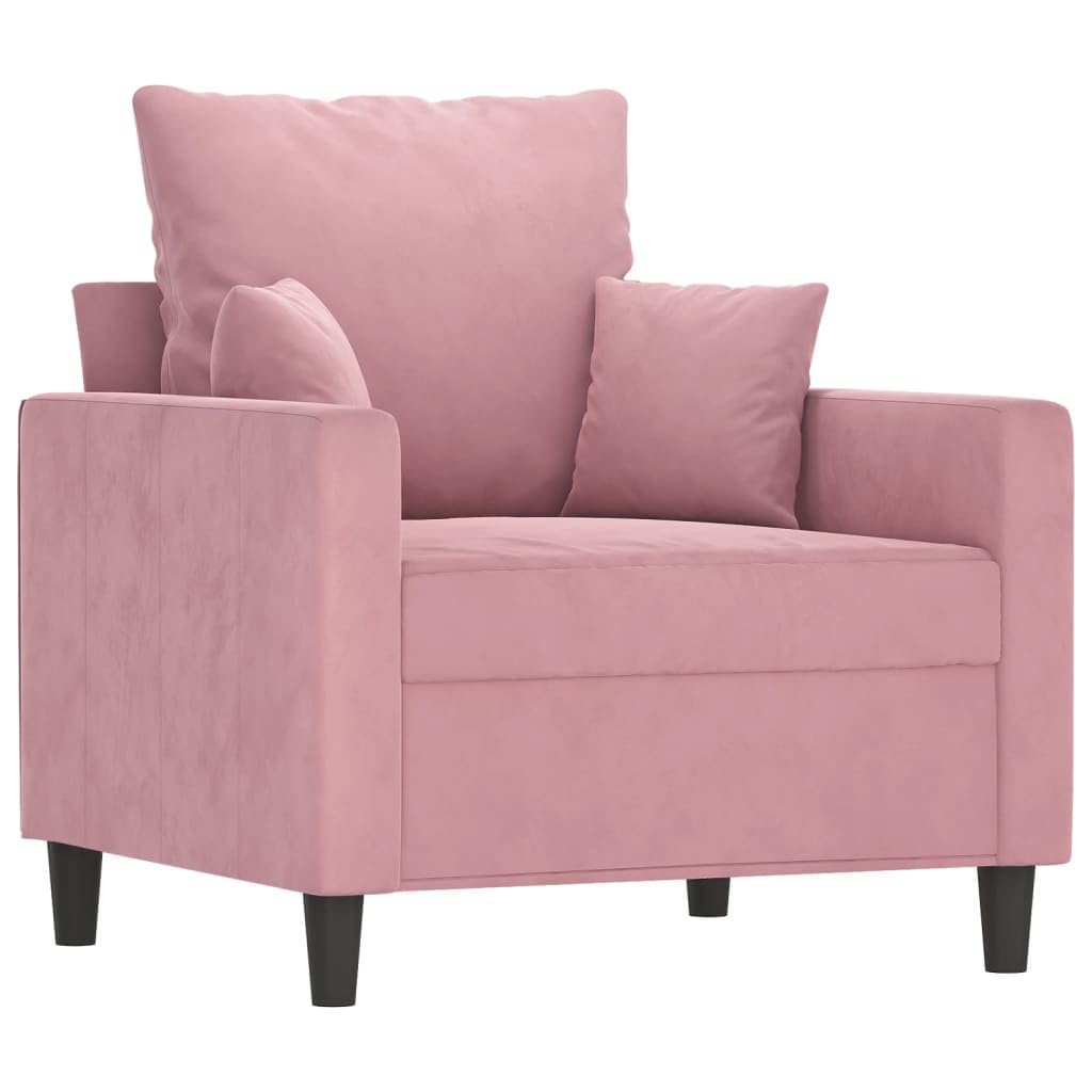 Sillón con taburete, color rosa, 60 cm, 2 unidades, para salón y salón