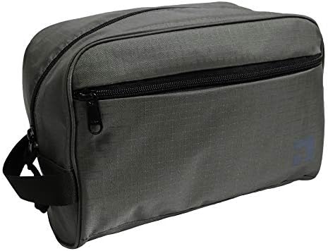 Slate Travel Waterproof Nylon Dopp Kit - Shaving Toiletry Bag Organizer (Grey)