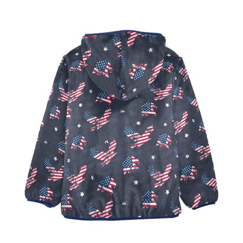 Eagle and American Flag Girls Fleece Jacket Girls Fall Jacket Girls Zip Up Hoodie Girls Sherpa Jacket 2-10T2