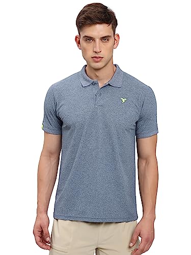 Image of TECHNOSPORT Men's Polyester Slim Fit Self-Design Short Sleeve Polo Matpiq T-Shirt with Anti Microbial, Techno Dry for Regular and Casual Use