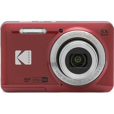 Kodak PIXPRO FZ55 Digital Camera, 16MP Compact Point & Shoot, 5X Optical Zoom, 28mm Wide Angle Lens, 1080P Full HD Video, Red + Camera Case & 32GB SD Card