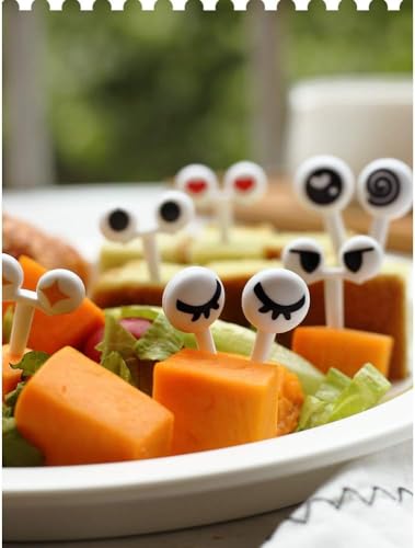 Image of Street27 10Pcs Food Fruit Fork Picks for Kids Cute Animals Bento Box Decor Forks Cake Little Forks Dessert Forks Cartoon Toothpick for Kids Cake Dessert Kids Cocktail Sticks (10pcs Cute Eyes)