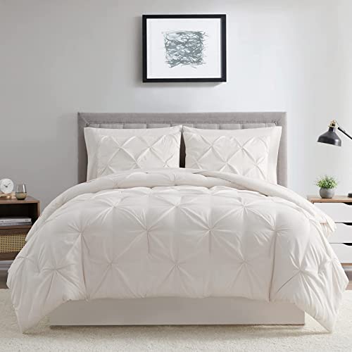 Bourina Comforter Sets 8 Pieces - Pleat Quilted Soft Warm Oversized Microfiber Comforter Set,Ivory Full(82X86Inch) #TOP1