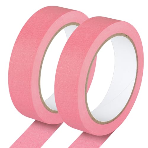 Image of 2 Pack Pink Painters Tape - Pink Masking Tape 1 Inch Wide - Multi-Surface, Smart Adhesion, Indoor & Outdoor - Paint Tape for DIY, Labeling, Art, Car, General Purpose - 180FT Total