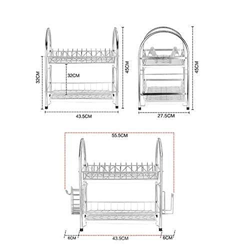 Rejilla para Platos con Bandeja de Goteo, 2 Capas, Acero Inoxidable 304, Soporte para Rejilla de Drenaje, Rejilla para Platos, Rejilla para Tejidos, Rejilla para Secado, Bandeja pa