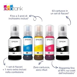 Epson EcoTank ET-4956 Stampante con Serbatoi D’inchiostro | Home Office | Wi-Fi Ed Ethernet | A4 | Stampa, Copia, Scansione, Fax Fronte/Retro | Touch-screen 6.1 cm | ADF | 3 Anni D'Inchiostro Inclusi