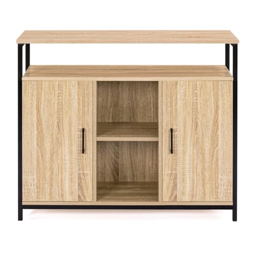 Buffet industriel 2 portes 100 cm bois/métal IDMarket