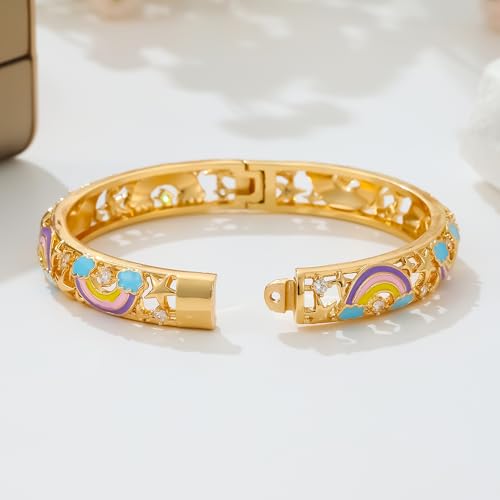 Image of Ethlyn Gifts for little girls Gold Plated Colorful Openable Kids Baby Girls Bangles Bracelets Birthday Gifts for 2years 4 years 5 years old girls