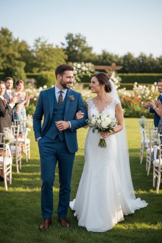 Men's Suits Slim Fit 3 Pieces Prom Tuxedos Tweed Herringbone Jacket+Waistcoat+Trousers Wedding Grooms4