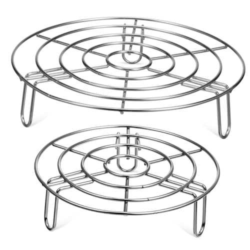 Hohopeti 2 piezas Soporte Redondo para Vapor Acero Inoxidable Resistente y Estable con Patas Triples para Cocción Uniforme Ollas