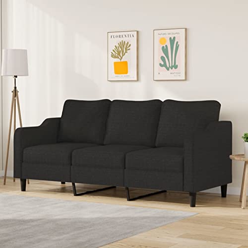 Festnight Sofa 3 Sitzer,Schlafsofa 3-Sitzer Sofa Wohnzimmer,Schlafcouch Couch 3 Sitzer,Schlafsofa & Couch Schwarz 180 cm Stoff Cover