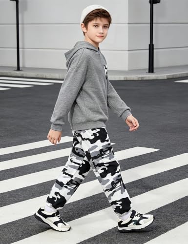 Image of KANGKANG Boys Clothes Two Piece Long Sleeve Hooded Sweatshirt Top Camouflage Sweatpants Fall Outfits Winter Clothes Set 6-16Y