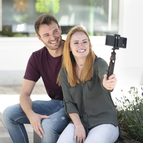 Hama Handy Stativ und Kamerastativ (Reisestativ mit Handyhalterung, Tischstativ mit Kugelkopf, h&ouml;henverstellbares Mini-Stativ bis max. 19 cm, aus Aluminium und nylonverst&auml;rktem Kunststoff) schwarz