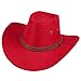 YOLAI Adult Western Suede Hat Wide Brim Cowboy Hat for Women with Fashion Fel𝐭 Western Classic Outfit (Red, One Size)