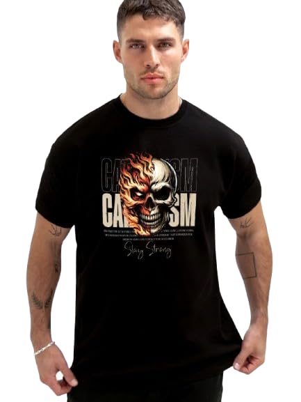 Image of JUARI BE A GENTLEMAN Men's Printed Cotton T-Shirt - Round Neck, Regular Fit, Soft & Comfortable - Trendy Casual Half Sleeve T-Shirt for Everyday Wear - Stylish & Breathable Fabric for All-Day Comfort