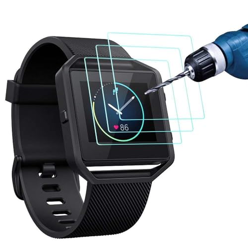 CAVN 3 Pack Screen Protector Compatible with Fitbit Blaze, Tempered Glass Waterproof Screen Cover Saver [Crystal Clear] [Anti-Scratch] [No-Bubble]