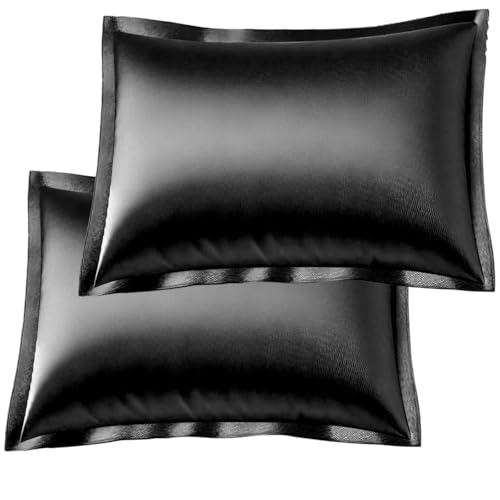 2 Fronhas Cetim De Seda Antifrizz C/ 4 Abas 50x70 Imbatível Cor Preto