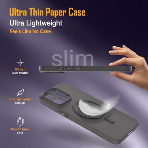 Image of ZAP CASE Paper Thin Case for iPhone 15 Pro Max | Ultra-Slim 0.5 mm Back Cover | Metal Buttons | Lightweight | Matte Finish | Anti-Fingerprint | Scratch Resistant | Camera Protection | Magsafe | Black