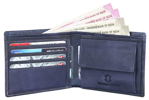 Image of WildHorn Rfid Protected Leather Wallet For Men, Blue Distressed