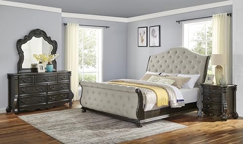 Sleighbedframeluxurybedframeswithscrollingsleighstyleheadboardandfootboardupholsteredbedframewithbuttontuftedandwoodenbasebeigebedframequeen Urban Country Home Decor Sleigh bed frame luxury bed frames with scrolling sleigh style headboard and footboard upholstered bed frame with button tufted and wooden base beige bed frame queen urban country home decor