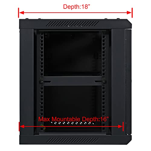 AEONS 9U Professional Wall Mount Network Server Cabinet Enclosure 19-Inch Server Network Rack 16-Inches Deep Black - Thumbnail 4